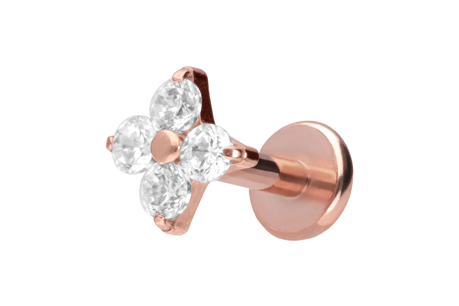 Titan Labret Piercing mit Push Fit KRISTALLBLUME